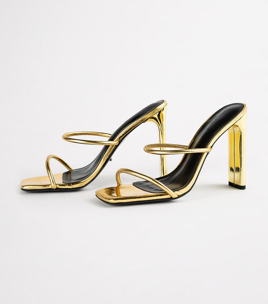 Gold Tony Bianco Florence Gold Foil 11cm Strappy Heels | TILPQ98420