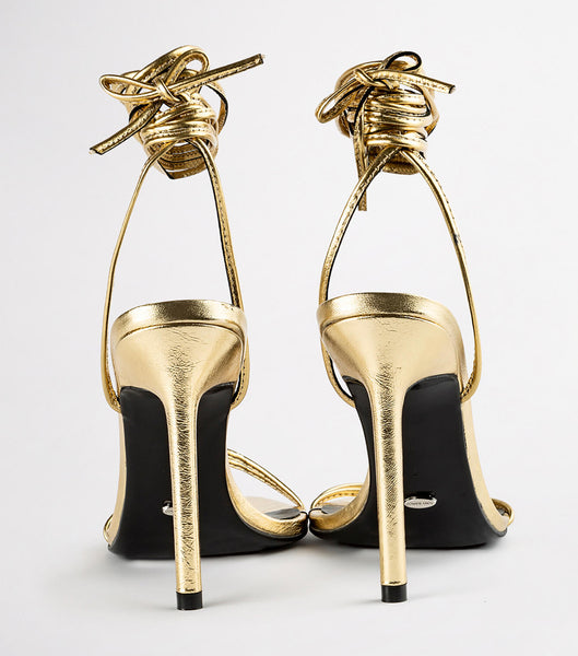 Gold Tony Bianco Millie Gold Foil 10.5cm Strappy Heels | ILQAV48312