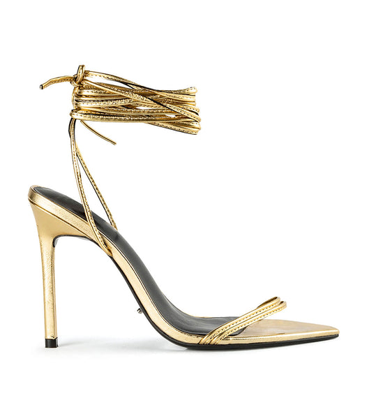 Gold Tony Bianco Millie Gold Foil 10.5cm Strappy Heels | ILQAV48312