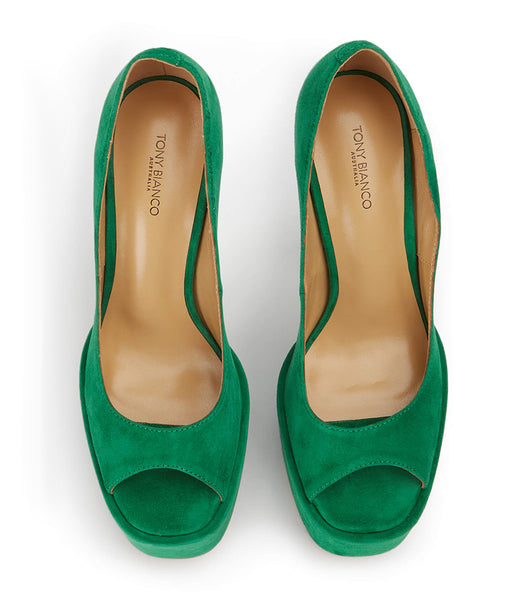 Green Tony Bianco Jolee Jade Suede 15cm Platform Shoes | ILCVG17522