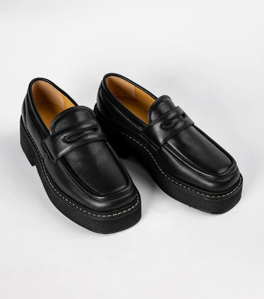 Grey / Black Tony Bianco Granite Black Nappa 5cm Loafers | SILNY80266