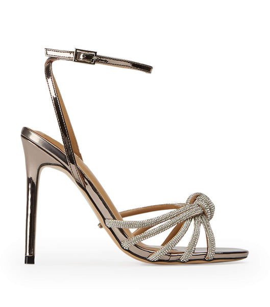 Grey Tony Bianco Kyla Gunmetal Shine 11cm Strappy Heels | BILSO90596