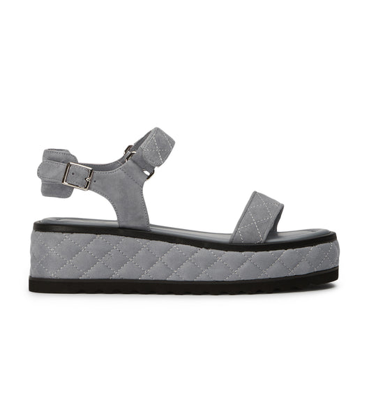 Grey Tony Bianco Zahara Steel Grey Suede 6cm Flat Sandals | GILUC78951