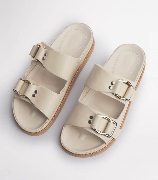 Light Yellow Tony Bianco Hunter Vanilla Capretto 3.5cm Slides | ILXMI63254