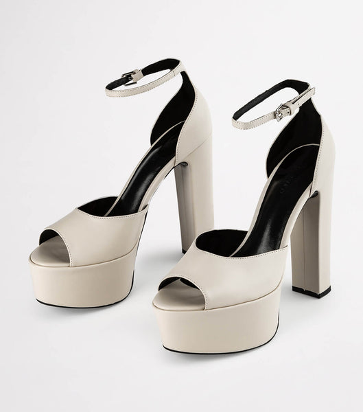 Light Yellow Tony Bianco Jayze Vanilla Nappa 14cm Block Heels | ILEGJ57257