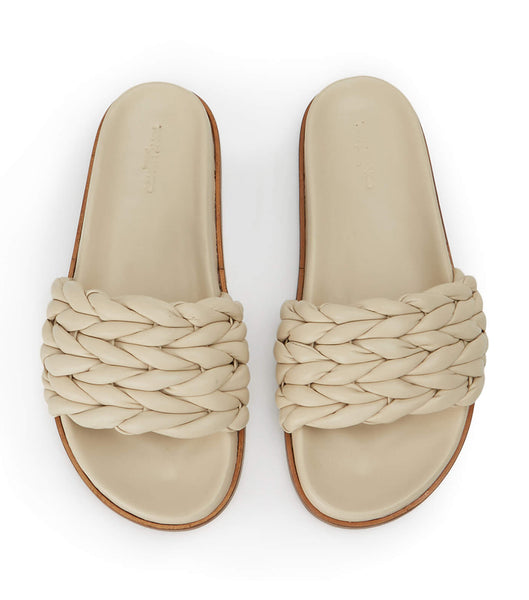 Light Yellow Tony Bianco Layton Vanilla Nappa Slides | ILEAH38163