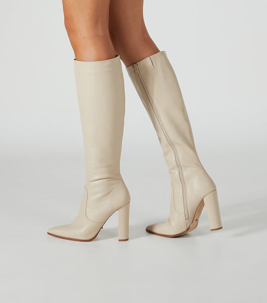 Light Yellow Tony Bianco Lucille Vanilla Venice 10.3cm Knee High Boots | AILDF13261