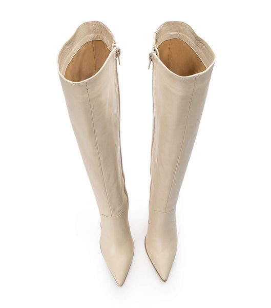 Light Yellow Tony Bianco Lucille Vanilla Venice 10.3cm Knee High Boots | AILDF13261