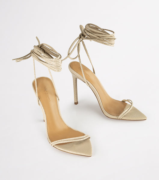 Light Yellow Tony Bianco Millie Vanilla Snake 10.5cm Event Heels | ILJZR22073