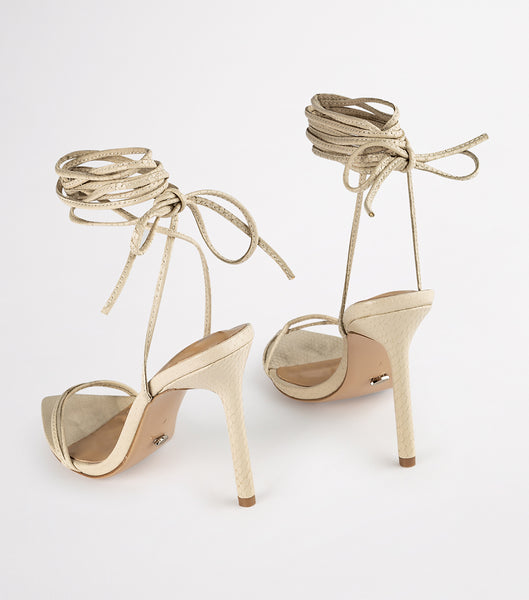 Light Yellow Tony Bianco Millie Vanilla Snake 10.5cm Bridal Heels | ILXBR19682