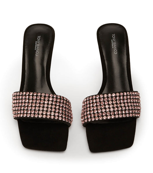 Pink / Black Tony Bianco Amos Pink Crystal/Black Suede 6.5cm Stiletto Heels | DILVO68660