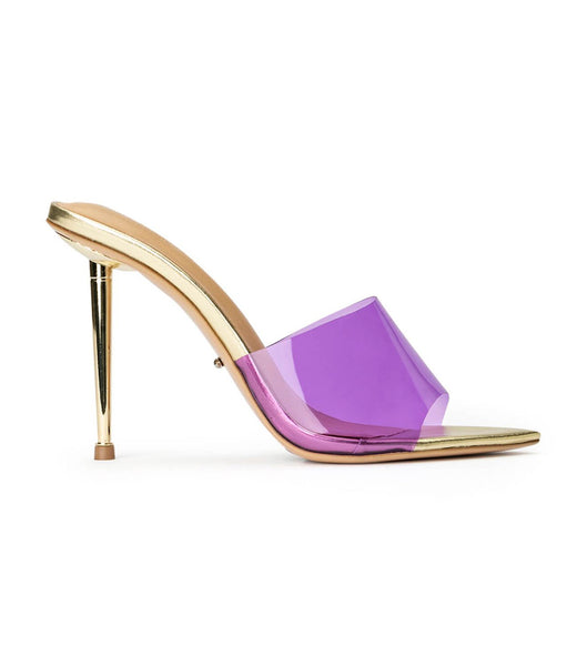 Purple / Gold Tony Bianco Mylo Purple Vinylite/Gold 10.5cm Event Heels | SILNY65134