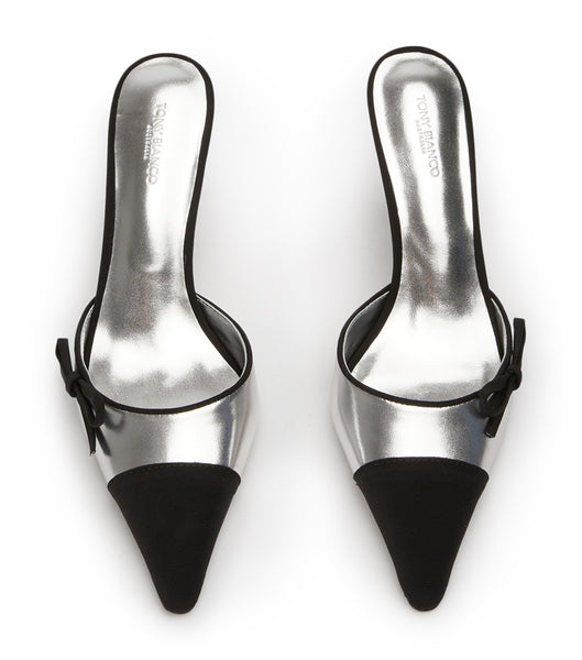 Silver / Black Tony Bianco Shirley Silver/Black 8cm Low Heels | BILSO30093