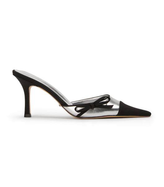 Silver / Black Tony Bianco Shirley Silver/Black 8cm Low Heels | BILSO30093