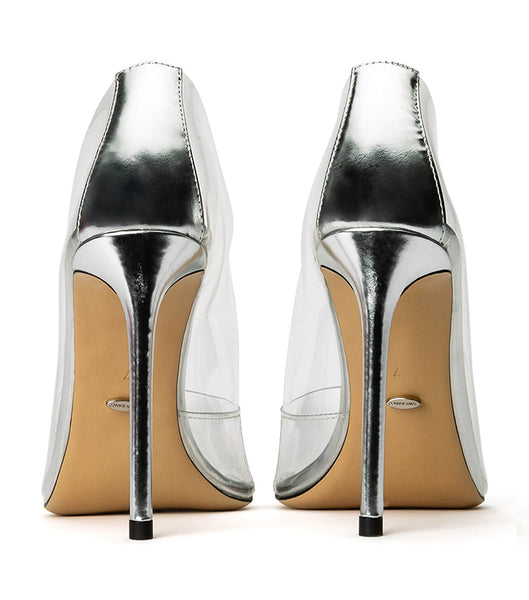 Silver Tony Bianco Alijah Clear Vinylite/Silver 10.5cm Court Shoes | ILNZX73300