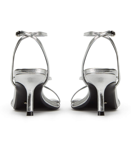 Silver Tony Bianco Avi Silver Foil 6.5cm Stiletto Heels | DILKV20334