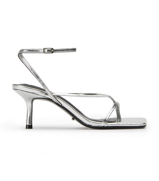 Silver Tony Bianco Avi Silver Foil 6.5cm Low Heels | ILIIZ97046