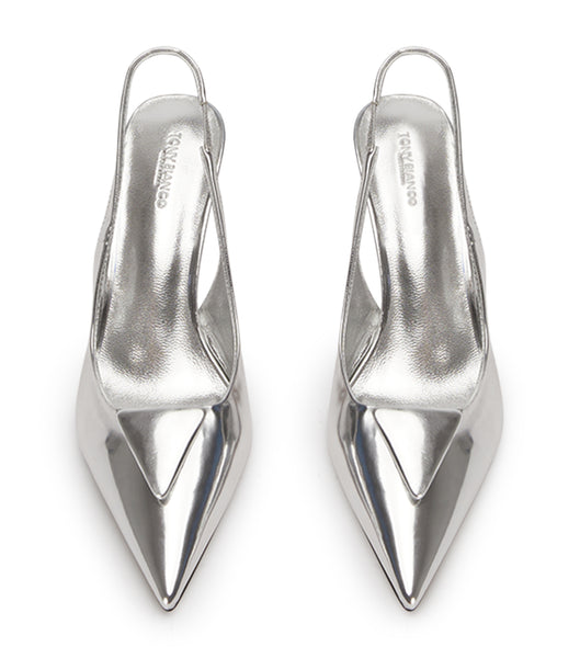 Silver Tony Bianco Bertie Silver Shine 7.5cm Low Heels | ILEGJ45863