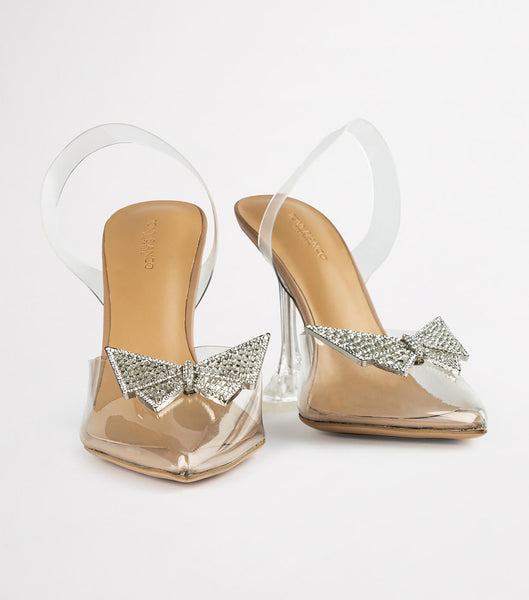 Silver Tony Bianco Laos Clear Vinylite 10.3cm Bridal Heels | GILUC35783