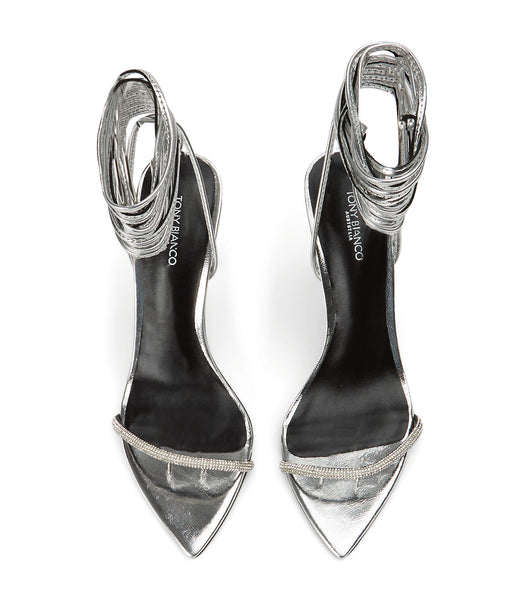 Silver Tony Bianco Makai Silver Foil 10.5cm Stiletto Heels | PILQX91110