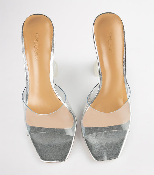 Silver Tony Bianco Serri Clear Vinylite/Silver 10.5cm Bling Heels | YILGT34270