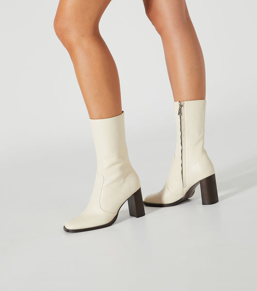 White Tony Bianco Atlanta Ecru Venice 8.5cm Heeled Boots | ILEAH84185