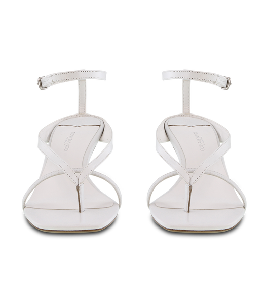 White Tony Bianco Becca White Sheep Nappa 7.5cm Strappy Heels | ILICD57169