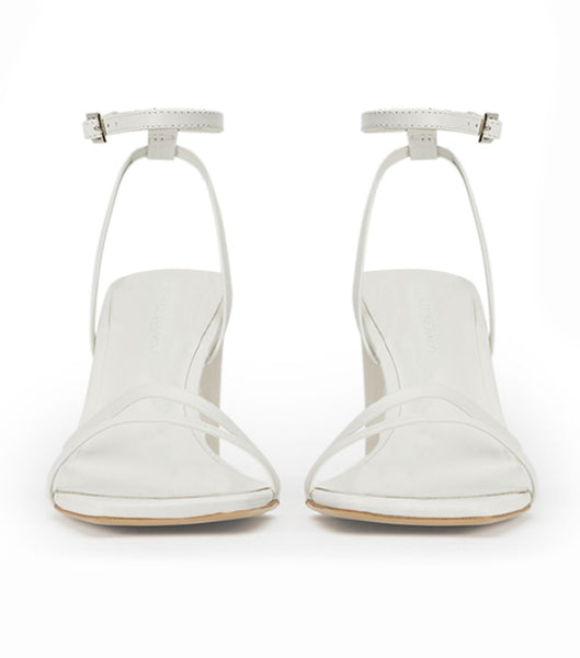 White Tony Bianco Corso Milk Capretto 8.5cm Strappy Heels | MILHR69541