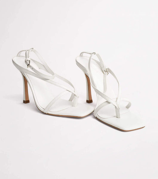 White Tony Bianco Faythe White Kid 10.5cm Strappy Heels | ILCIF29097