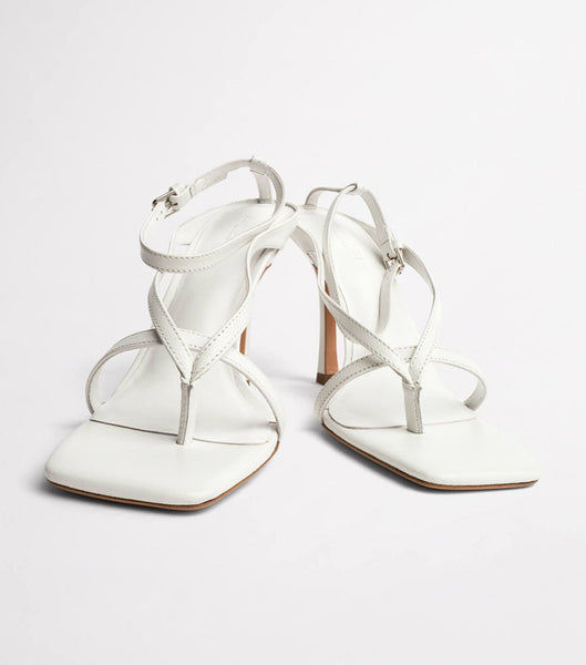 White Tony Bianco Faythe White Kid 10.5cm Strappy Heels | ILCIF29097