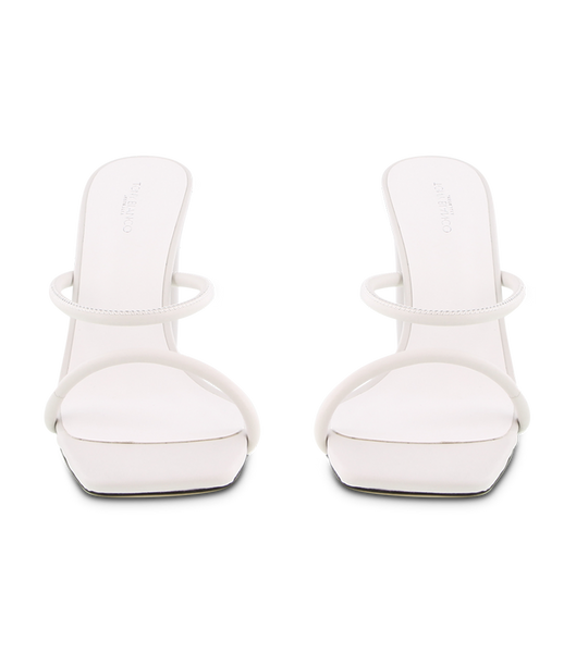 White Tony Bianco Florence White Sheep Nappa 11cm Block Heels | GILEC46715