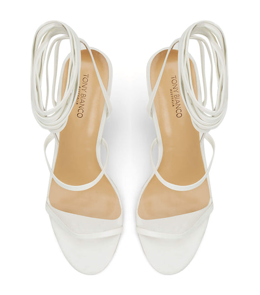 White Tony Bianco Gabriella Milk Capretto 11cm Strappy Heels | FILHY98344