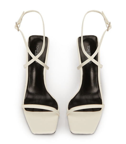 White Tony Bianco Naxos White Patent 10.5cm Strappy Heels | ILIIZ77836