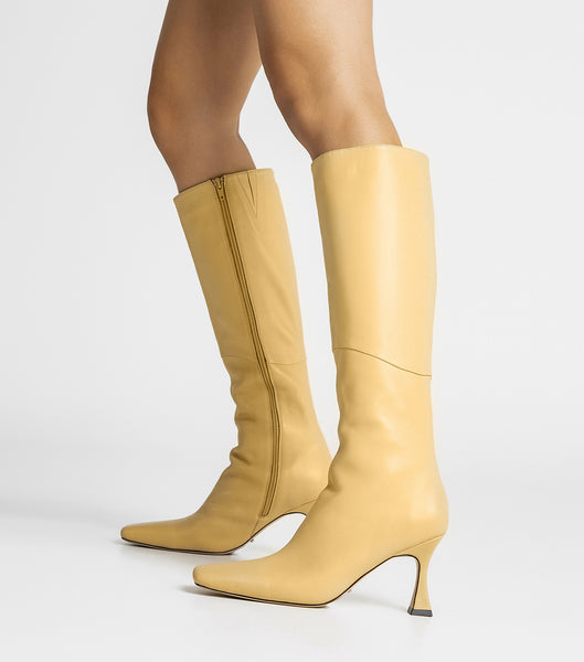 Yellow Tony Bianco Fantasy Butter Nappa 8cm Stiletto Boots | ILEAH77144
