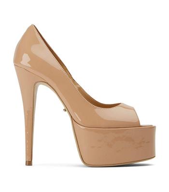 Beige Tony Bianco Jolee Nude Patent 15cm Platform Shoes | ILZPD21818