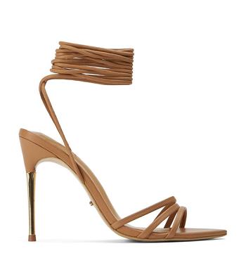 Beige Tony Bianco Mavis Caramel Venice 10.5cm Strappy Heels | EILHC70543