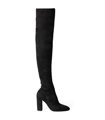 Black Tony Bianco Bloom Black Stretch Suede 9.5cm Heeled Boots | EILHC73795