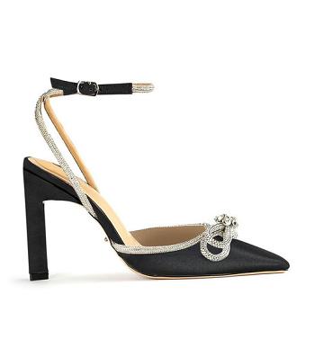 Black Tony Bianco Elsie Black Satin 10.5cm Bling Heels | GILEC82638