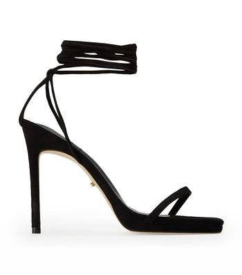 Black Tony Bianco Fleur Black Suede 11cm Strappy Heels | UILND78540