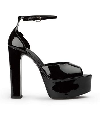 Black Tony Bianco Jayze Black Patent 14cm Block Heels | DILVO86077