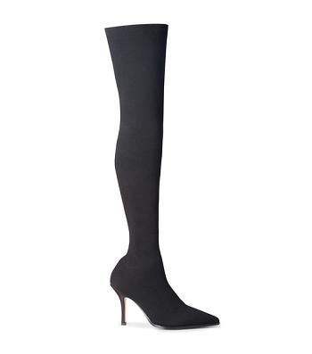 Black Tony Bianco Kori Black Sock Knit 9.5cm Heeled Boots | GILUC46739