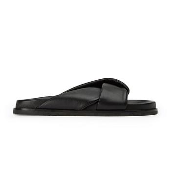 Black Tony Bianco Lora Black Nappa 1.5cm Slides | ILJKU97706