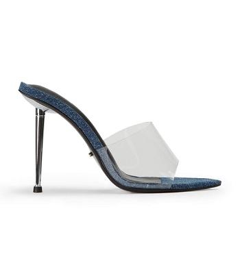 Blue Tony Bianco Mylo Clear Vinylite/Blue Denim 10.5cm Event Heels | ILJKU48861