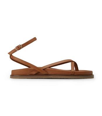 Brown Tony Bianco Lucie Tan Nappa 1.5cm Flat Sandals | ILQCS19090