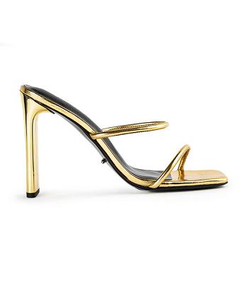 Gold Tony Bianco Florence Gold Foil 11cm Strappy Heels | TILPQ98420