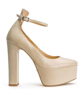 Light Yellow Tony Bianco Jaguar Vanilla Capretto 14cm Block Heels | ILICD74086