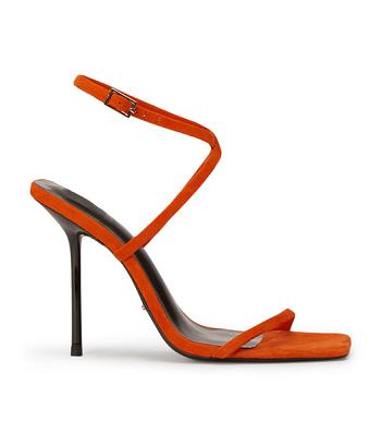 Orange Tony Bianco Naxos Aperol Suede 10.5cm Strappy Heels | PILER12640