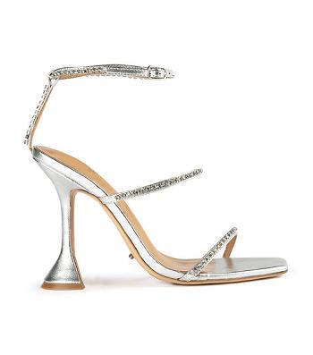 Silver / Metal Tony Bianco Shy Silver Nappa Metallic 10.5cm Bling Heels | ZILNQ16145