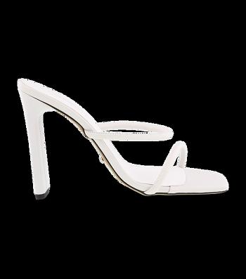 White Tony Bianco Florence White Sheep Nappa 11cm Block Heels | GILEC46715